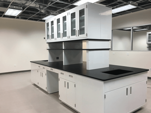 Compact Lab Benches with Sink Cabinet & Shelf & Upper Cupboard for Small Spaces