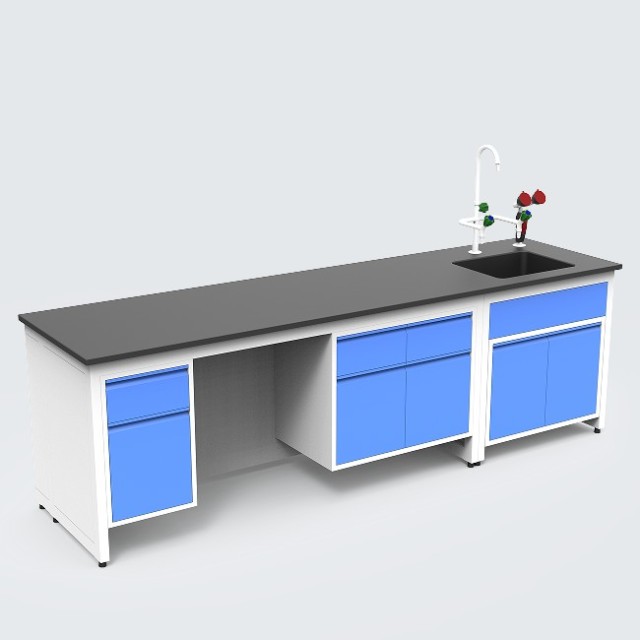 New VitalLab Modern Lab Setup Workstation H-Frame Wall Side Bench Hospital Workshop Metal Laboratory Furniture Set 4-Drawer