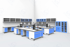 Cosmetic Laboratory Furnishing Lab Bench with Storage Cabinets & Hang Cupboard