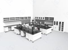 Cosmetic Laboratory Furnishing Lab Bench with Storage Cabinets & Hang Cupboard