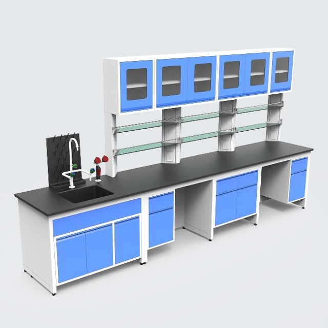 New VitalLab Modern Lab Setup Workstation H-Frame Wall Side Bench Hospital Workshop Metal Laboratory Furniture Set 4-Drawer