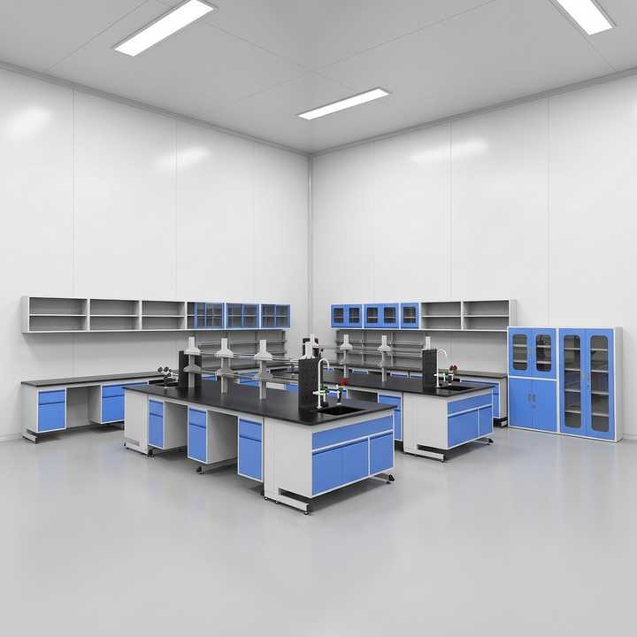 Cosmetic Laboratory Furnishing Lab Bench with Storage Cabinets & Hang Cupboard