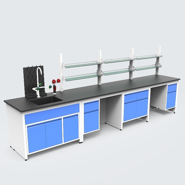 New VitalLab Modern Lab Setup Workstation H-Frame Wall Side Bench Hospital Workshop Metal Laboratory Furniture Set 4-Drawer