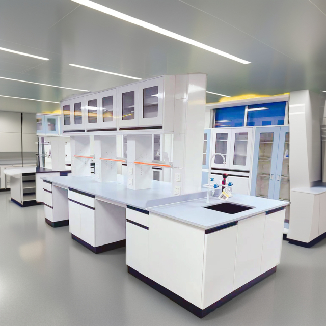 Compact Lab Benches with Sink Cabinet & Shelf & Upper Cupboard for Small Spaces