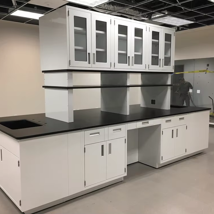 Compact Lab Benches with Sink Cabinet & Shelf & Upper Cupboard for Small Spaces
