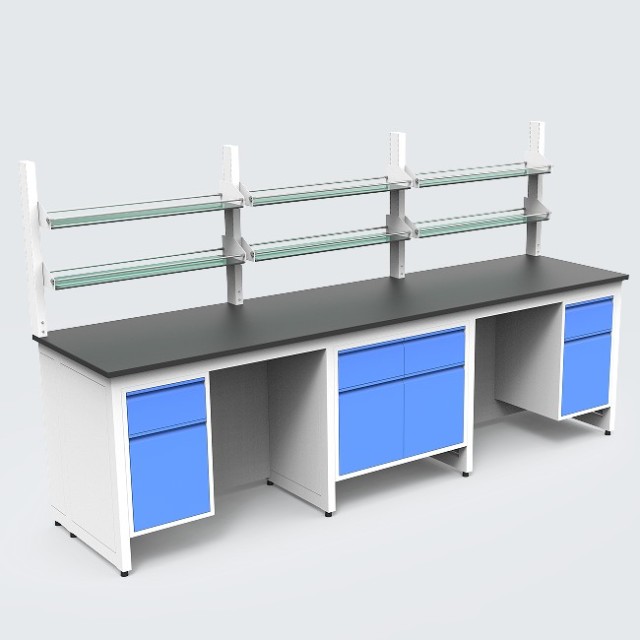 New VitalLab Modern Lab Setup Workstation H-Frame Wall Side Bench Hospital Workshop Metal Laboratory Furniture Set 4-Drawer