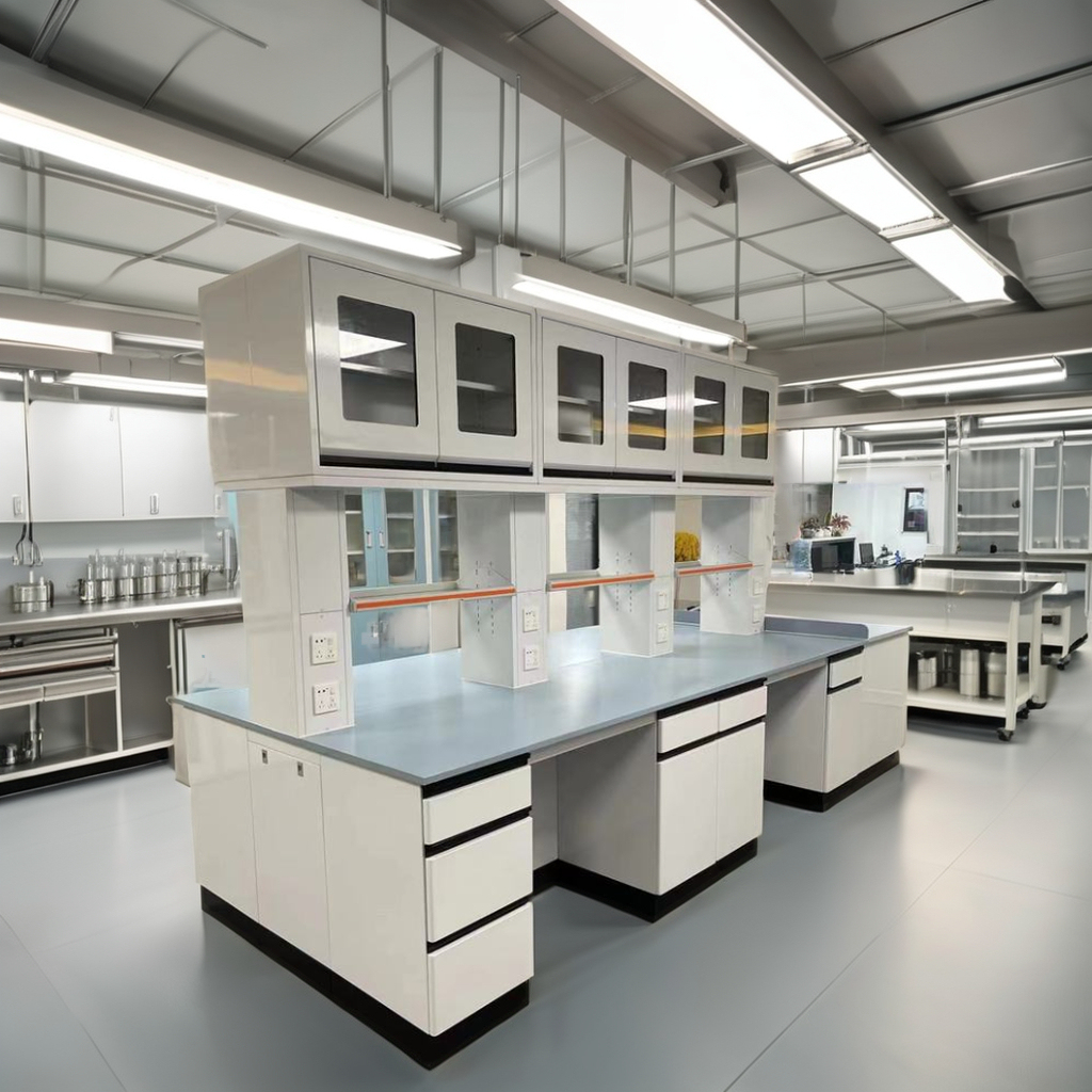 Compact Lab Benches with Sink Cabinet & Shelf & Upper Cupboard for Small Spaces