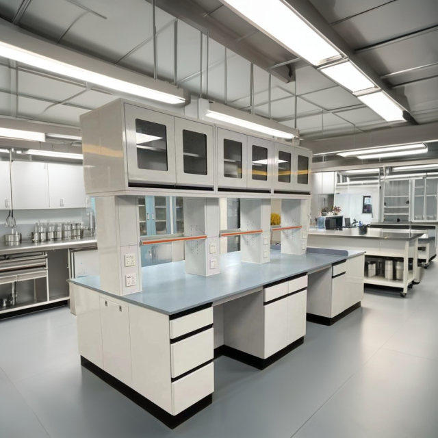 Compact Lab Benches with Sink Cabinet & Shelf & Upper Cupboard for Small Spaces
