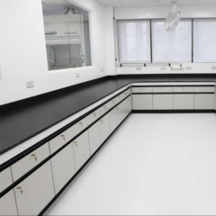 University Physical Lab Wall Bench Electric Work Table with Metal Storage Cabinet and 4 Drawers for Chemical Laboratory