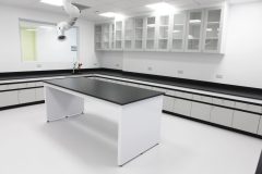 University Physical Lab Wall Bench Electric Work Table with Metal Storage Cabinet and 4 Drawers for Chemical Laboratory
