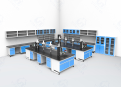 Cosmetic Laboratory Furnishing Lab Bench with Storage Cabinets & Hang Cupboard