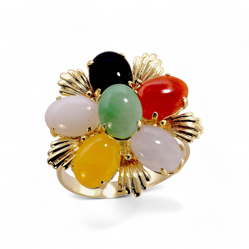 Multi Color Jade Ring 018