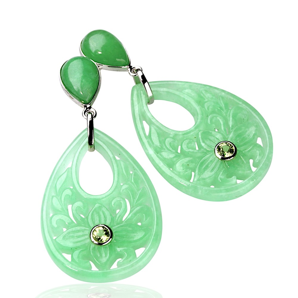 Silver Jade Earring