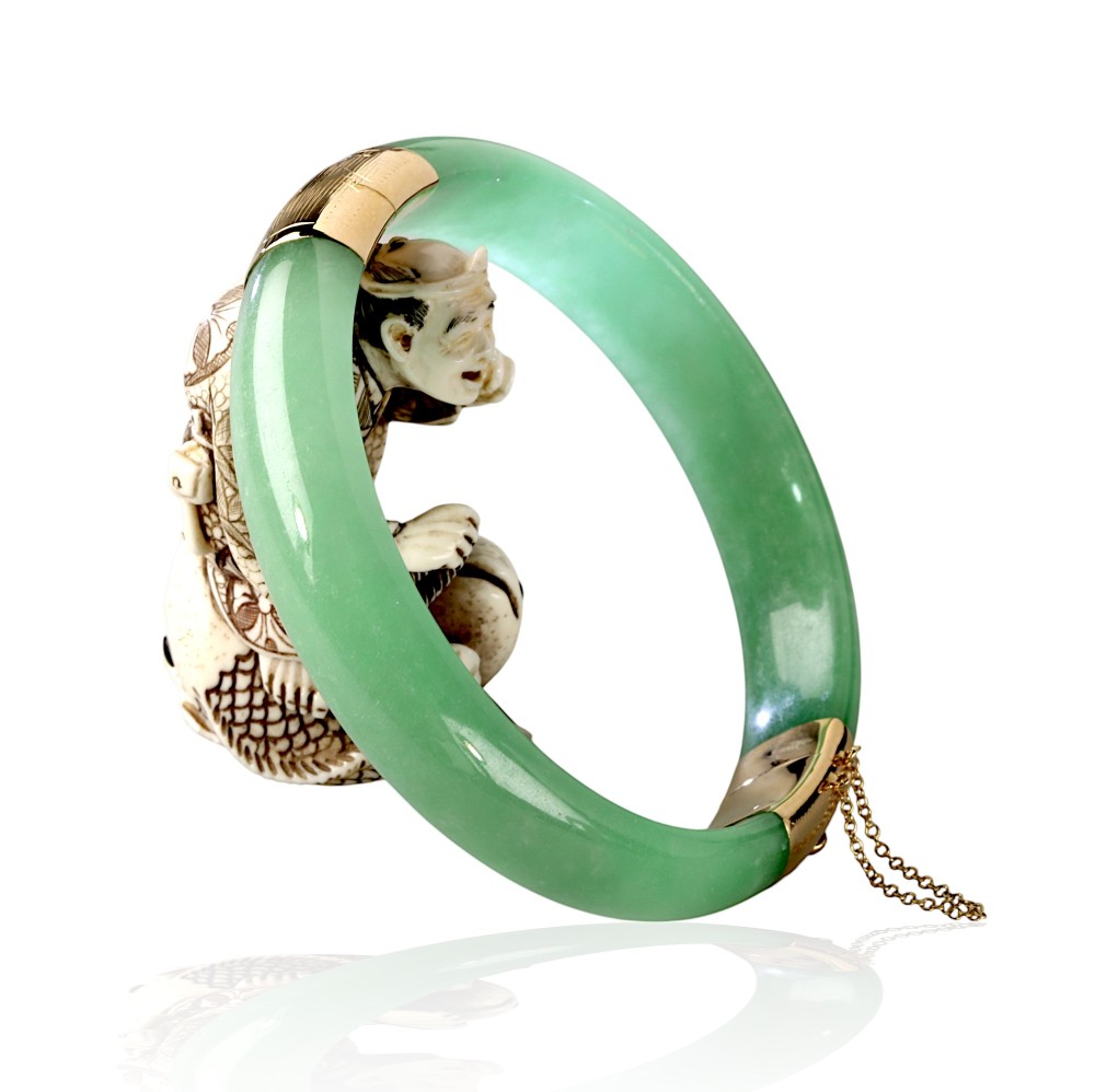 Gold Jade Bangle