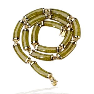 14K Gold Jade Necklace