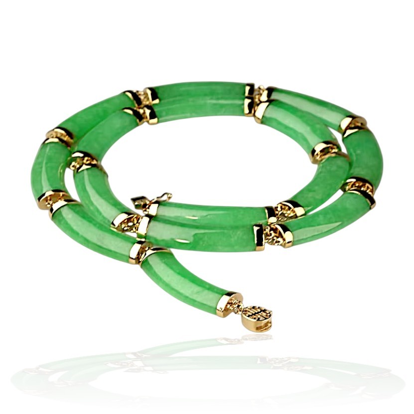 14K Gold Jade Necklace
