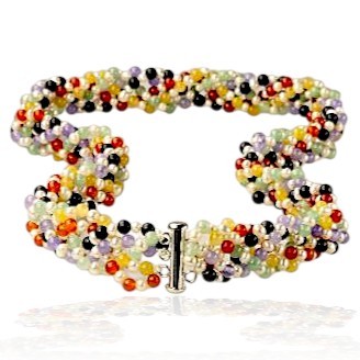 Multi-Color Jade bead Necklace
