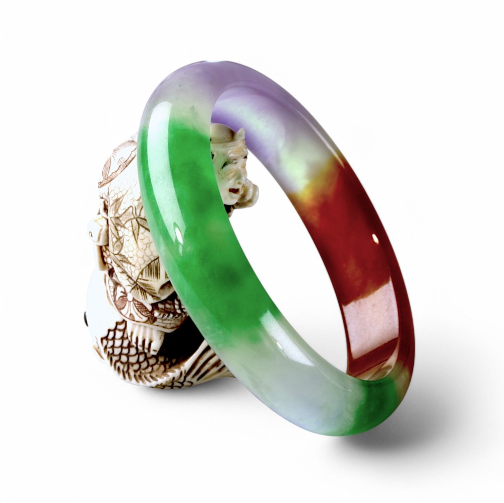 Solid Multi-Color Imperial Jade Bangle