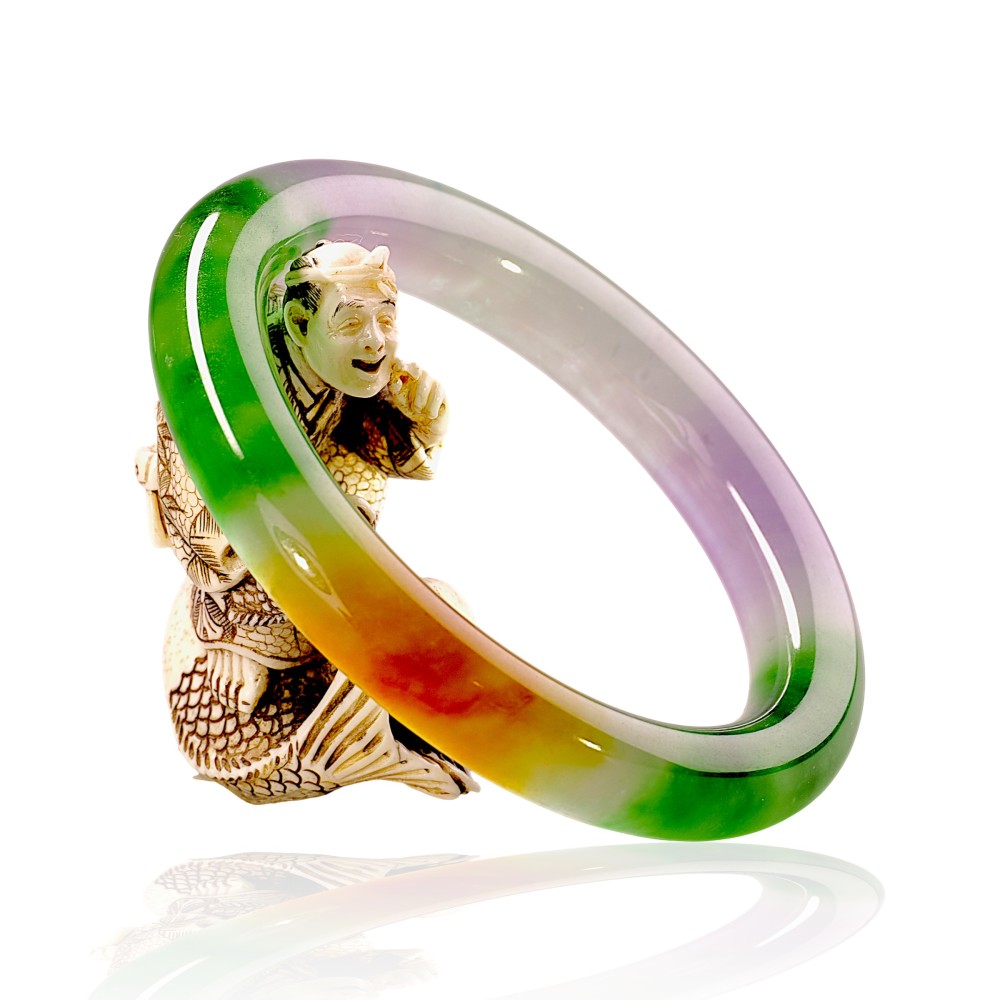 Solid Multi-Color Imperial Jade Bangle