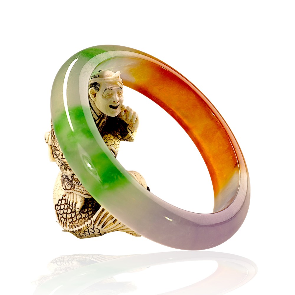 Solid Multi-Color Imperial Jade Bangle