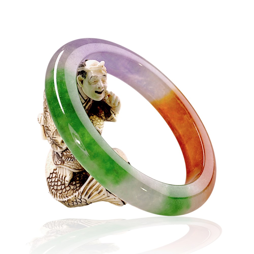 Solid Multi-Color Imperial Jade Bangle