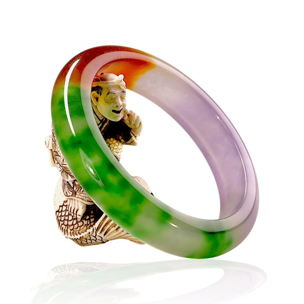Solid Multi-Color Imperial Jade Bangle