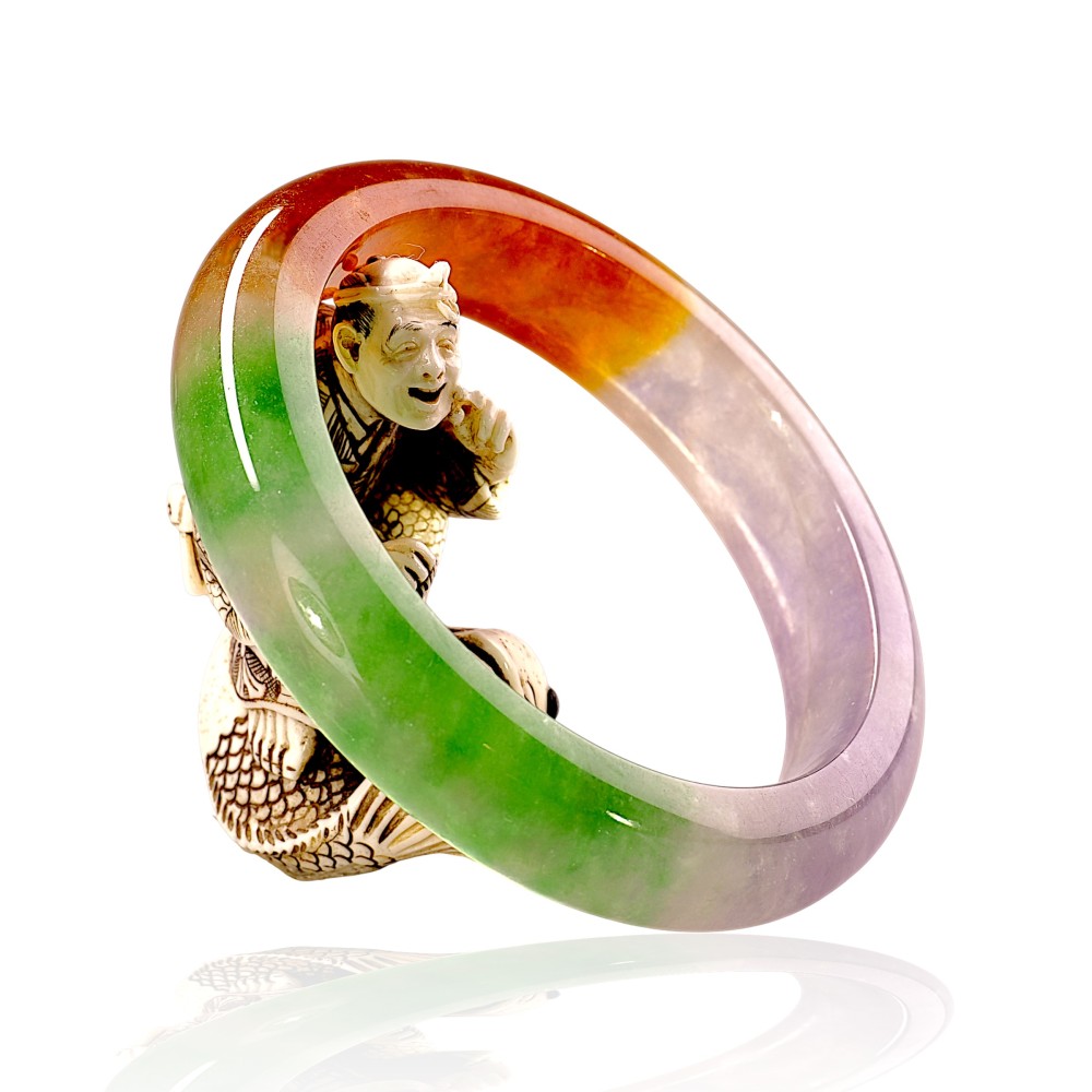 Solid Multi-Color Imperial Jade Bangle