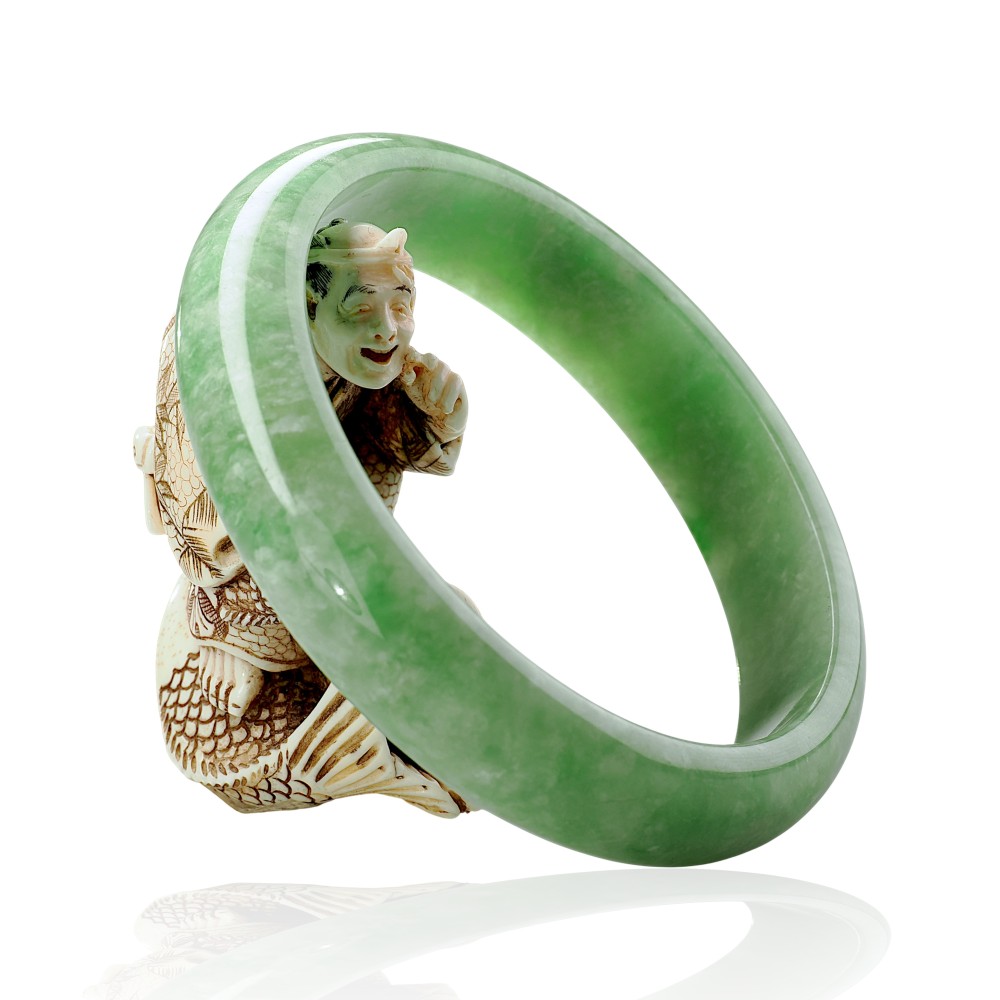 Solid Green Jade Bangle $100 - $200