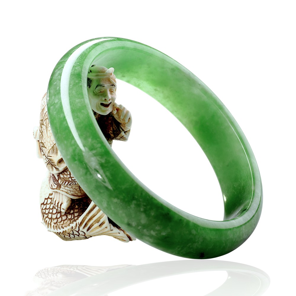 Solid Green Jade Bangle $100 - $200
