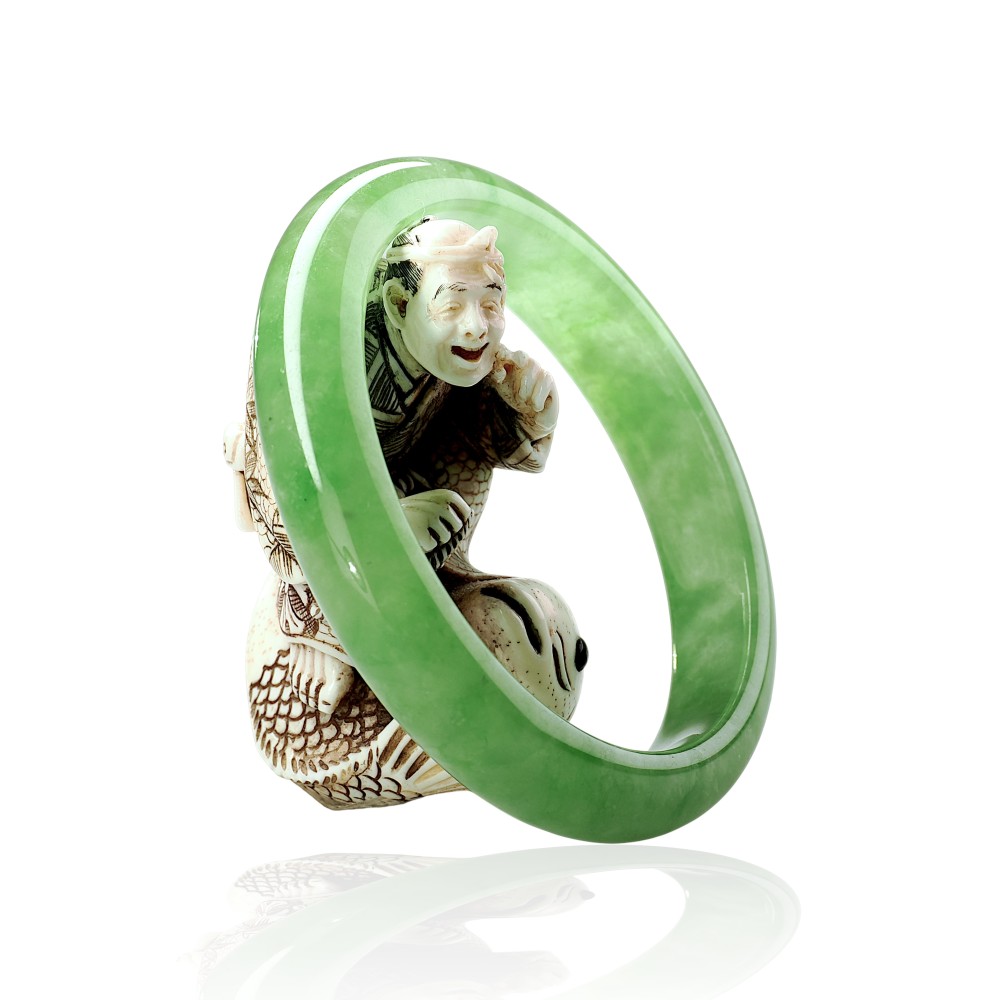 Solid Green Jade Bangle $100 - $200