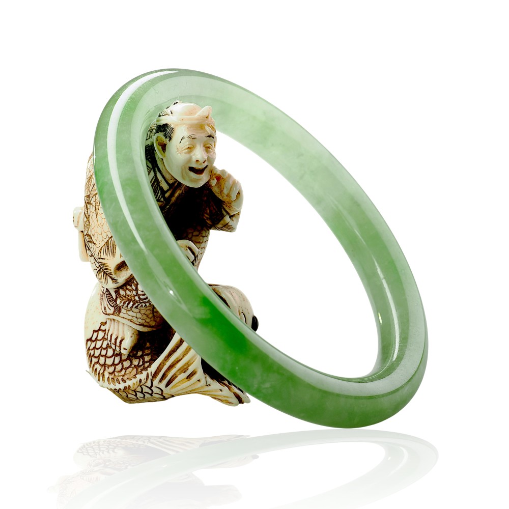 Solid Green Jade Bangle $100 - $200