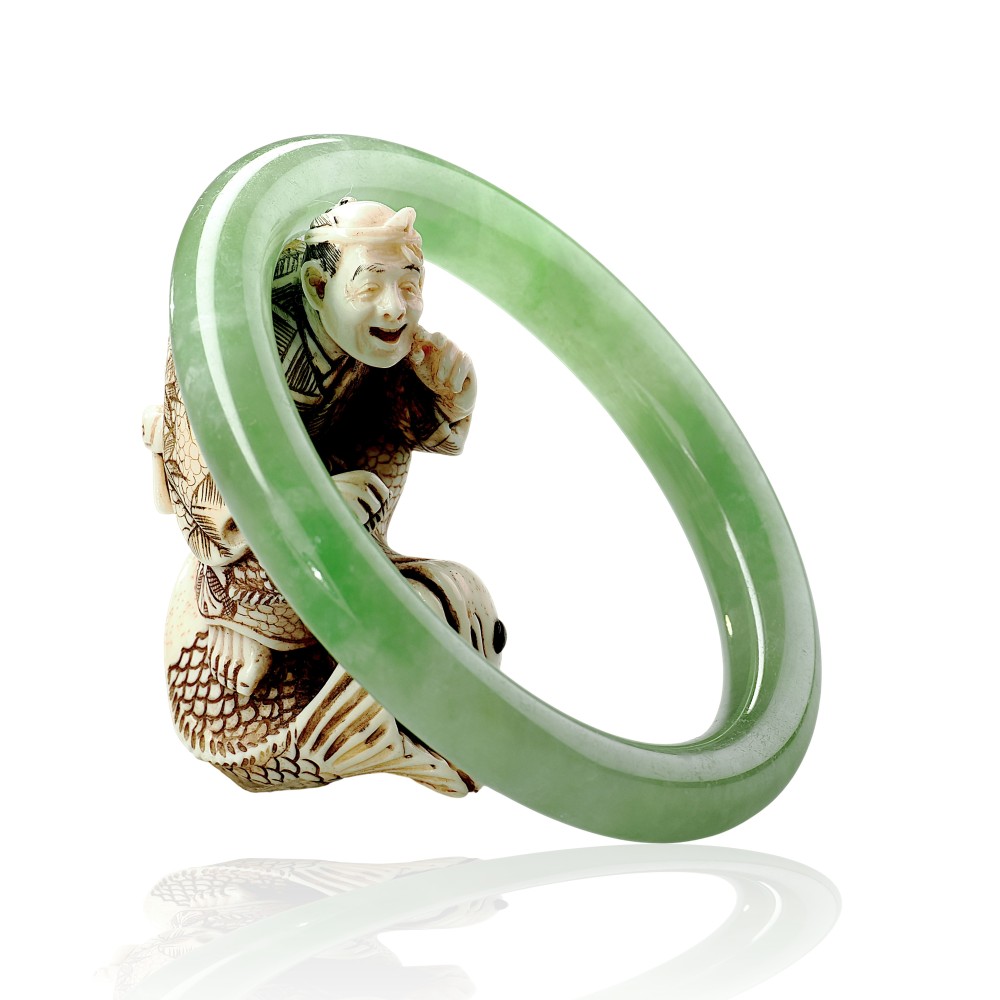 Solid Green Jade Bangle $100 - $200