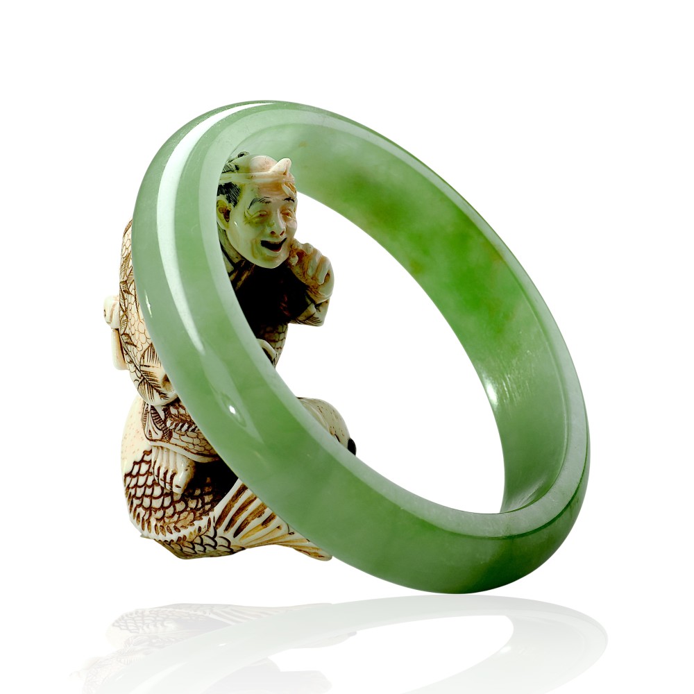 Solid Green Jade Bangle Under &100