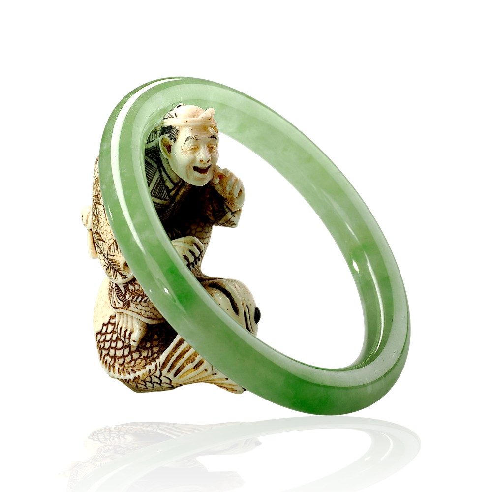 Solid Green Jade Bangle Under &100