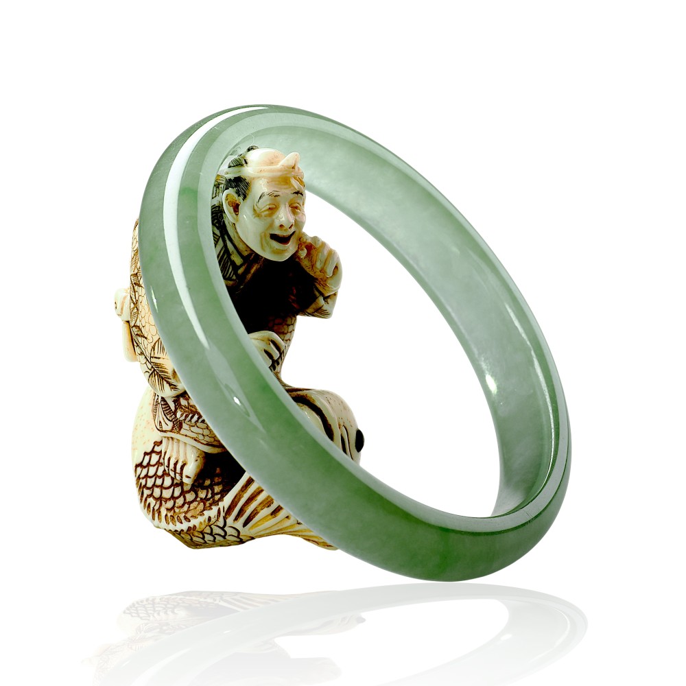 Solid Green Jade Bangle Under &100