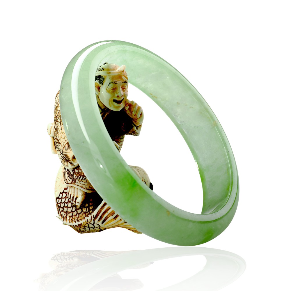 Solid Green Jade Bangle Under &100