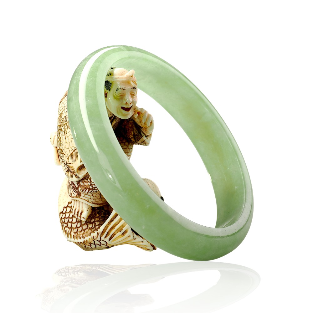 Solid Green Jade Bangle Under &100