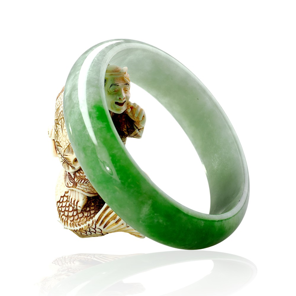 Solid Green Jade Bangle Under &100