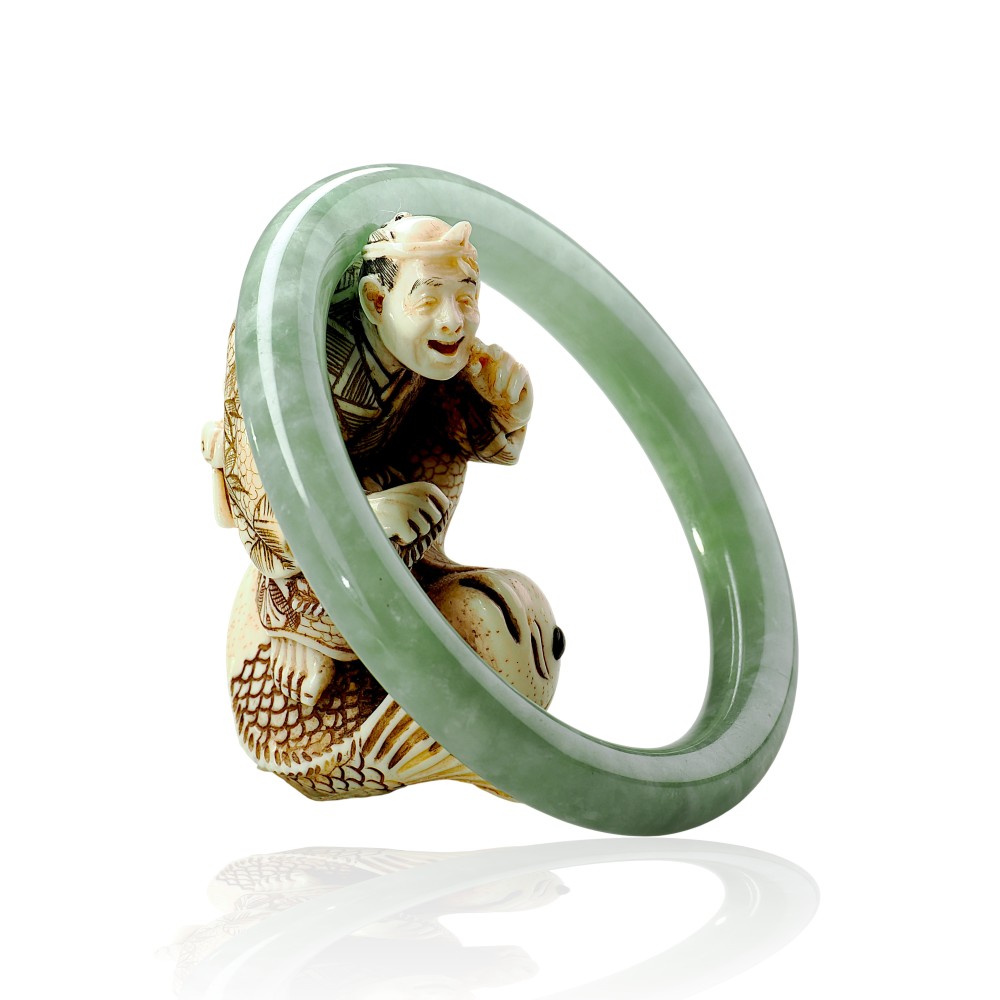 Solid Green Jade Bangle Under &100
