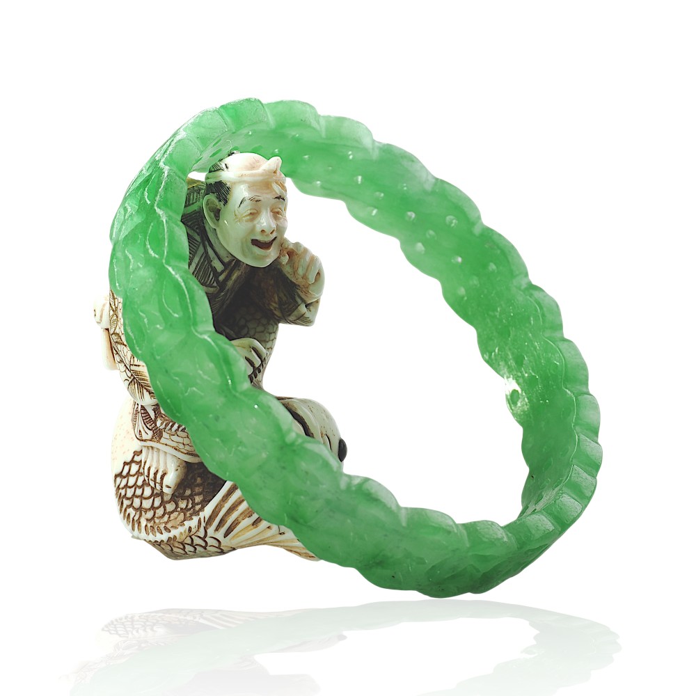 Solid Green Jade Bangle Under &100