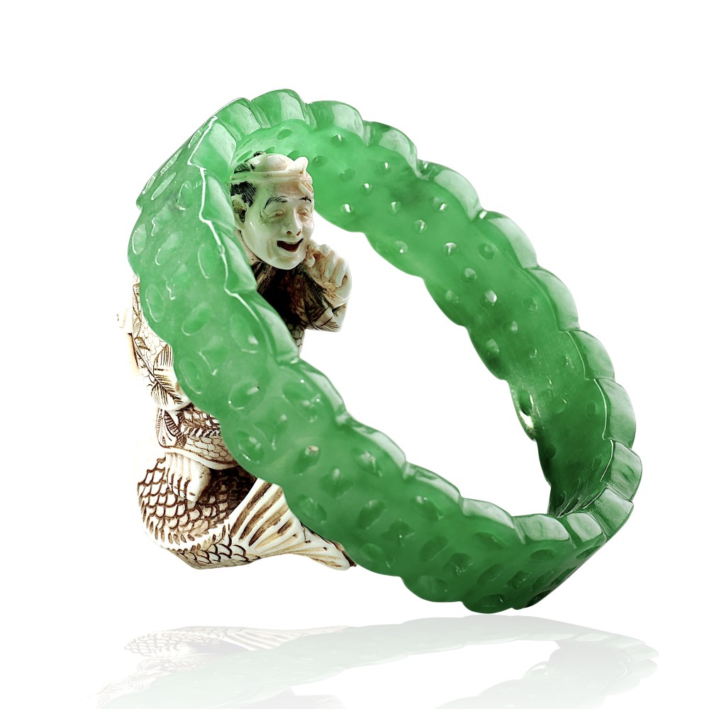 Solid Green Jade Bangle Under &100