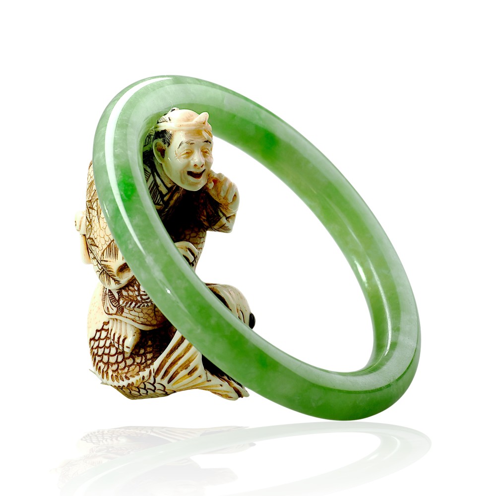 Solid Green Jade Bangle Under &100