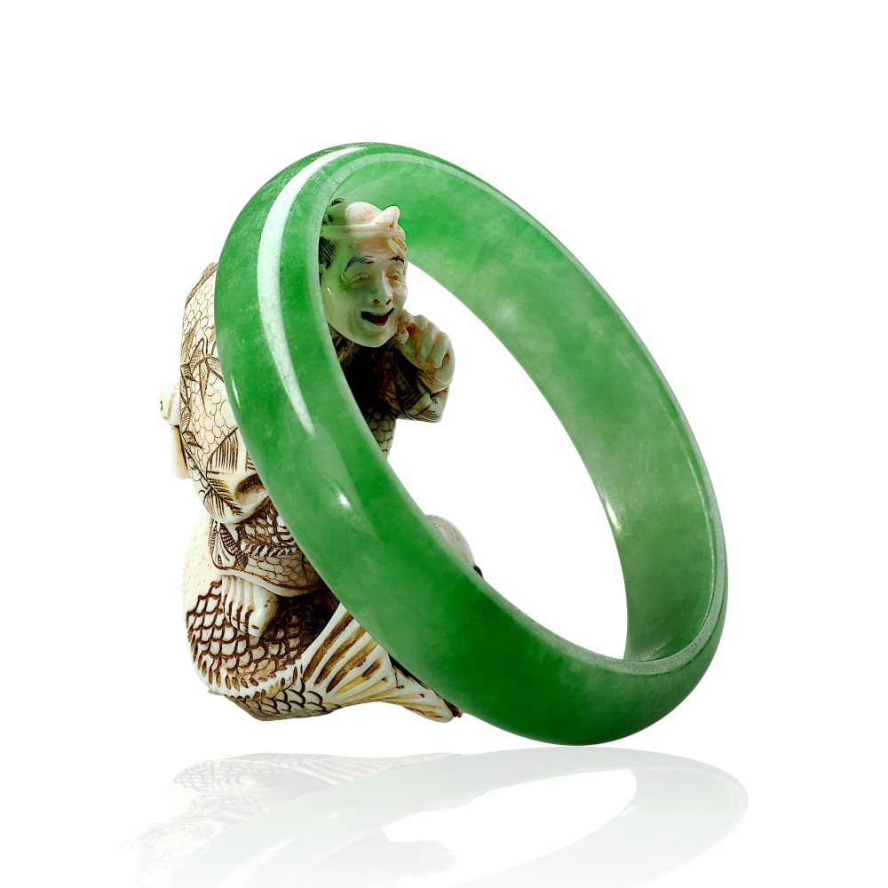 Solid Green Jade Bangle Under &100