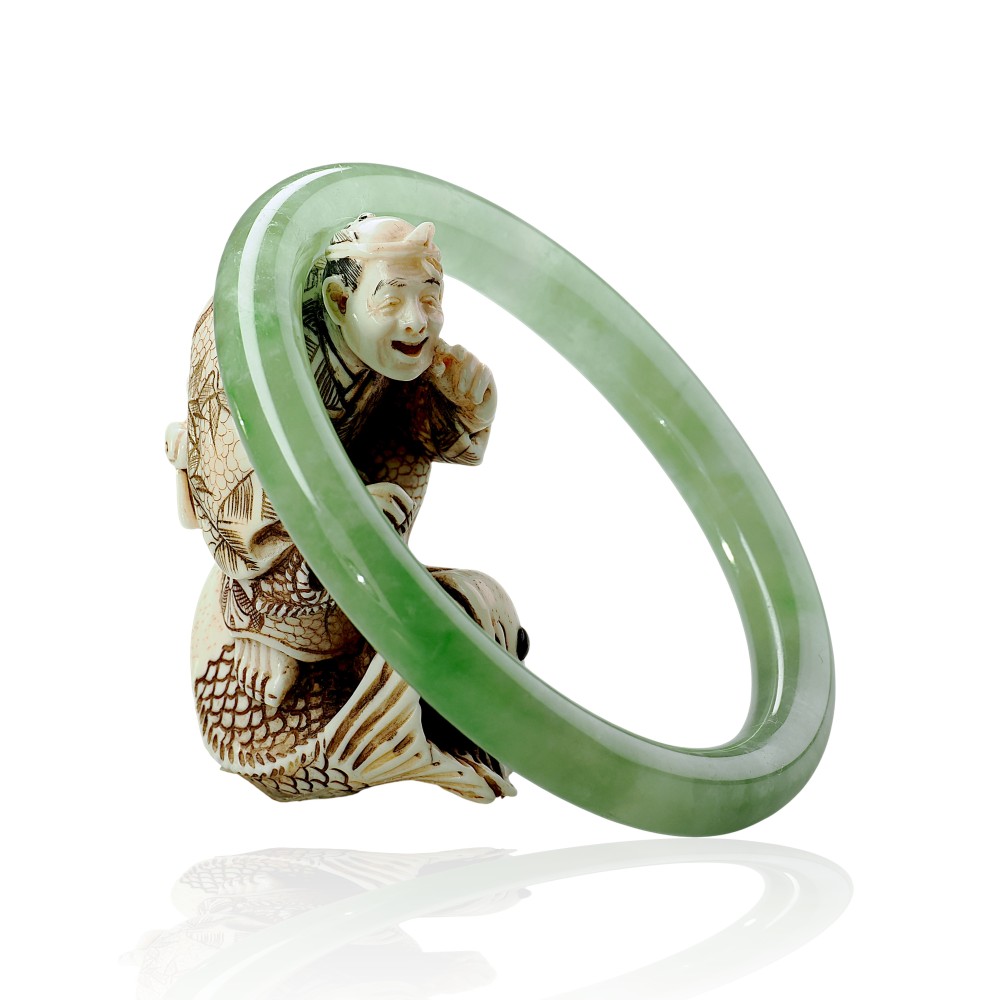 Solid Green Jade Bangle Under &100