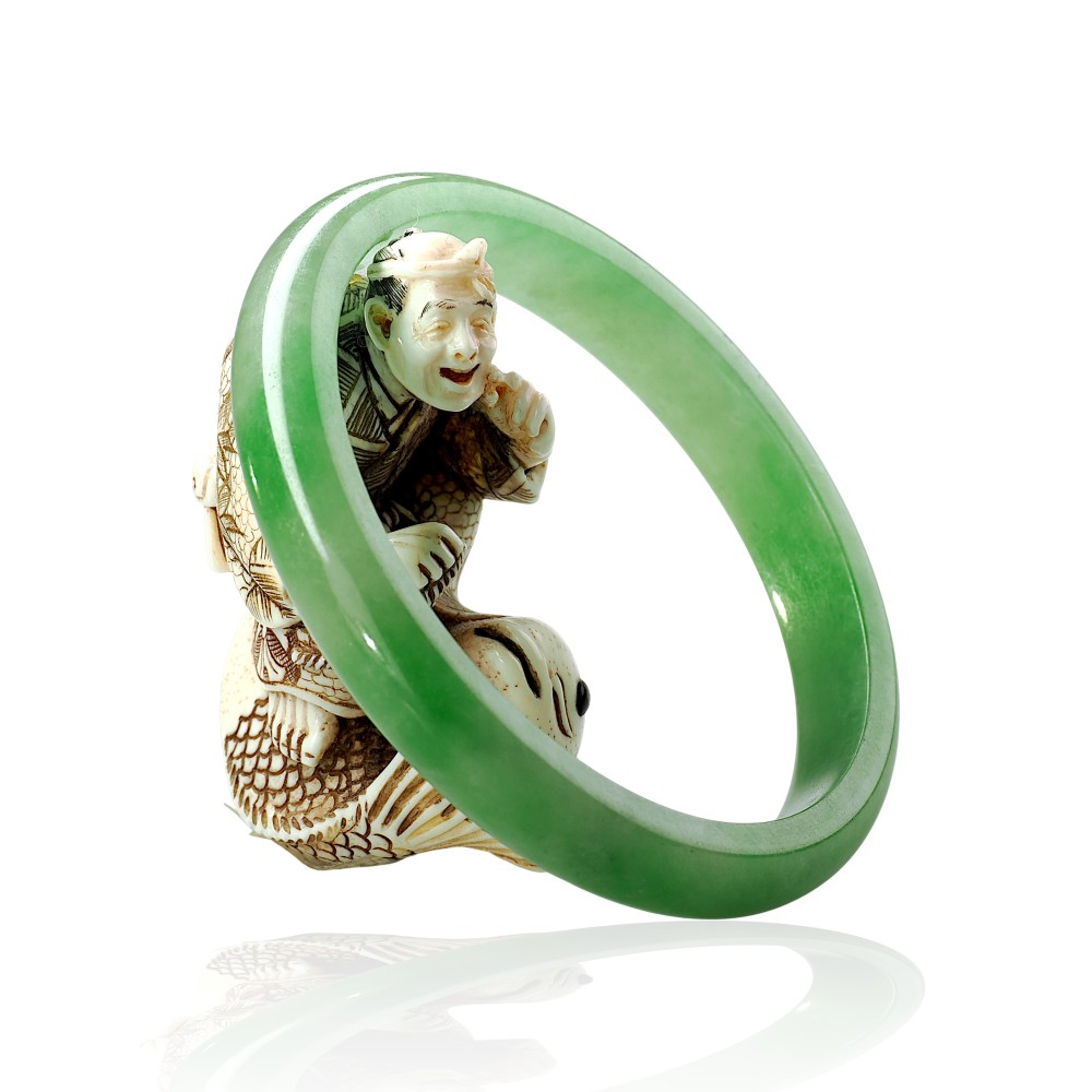 Solid Green Jade Bangle Under &100