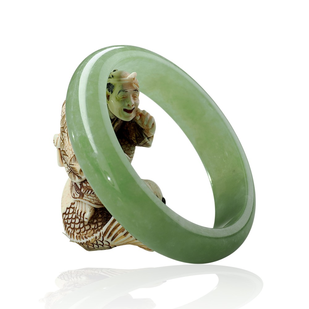 Solid Green Jade Bangle Under &100