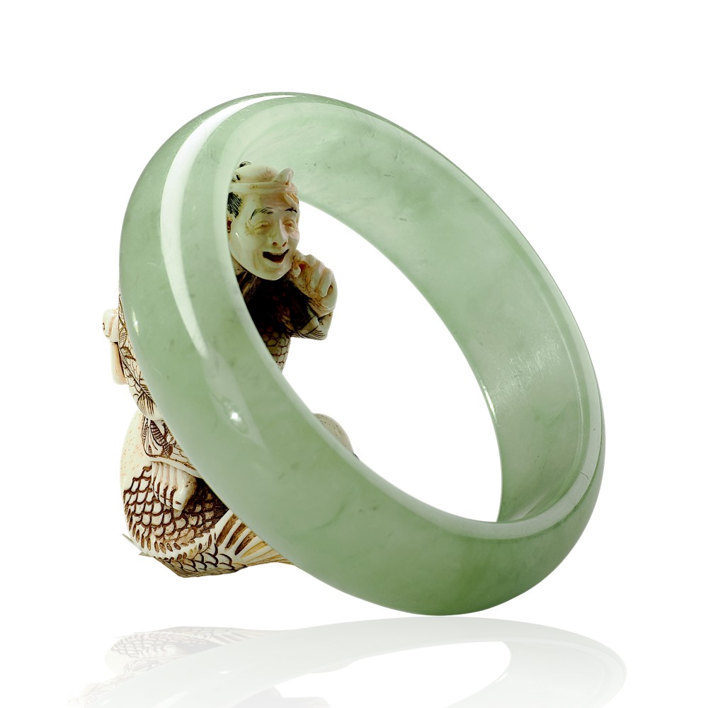 Solid Green Jade Bangle Under &100