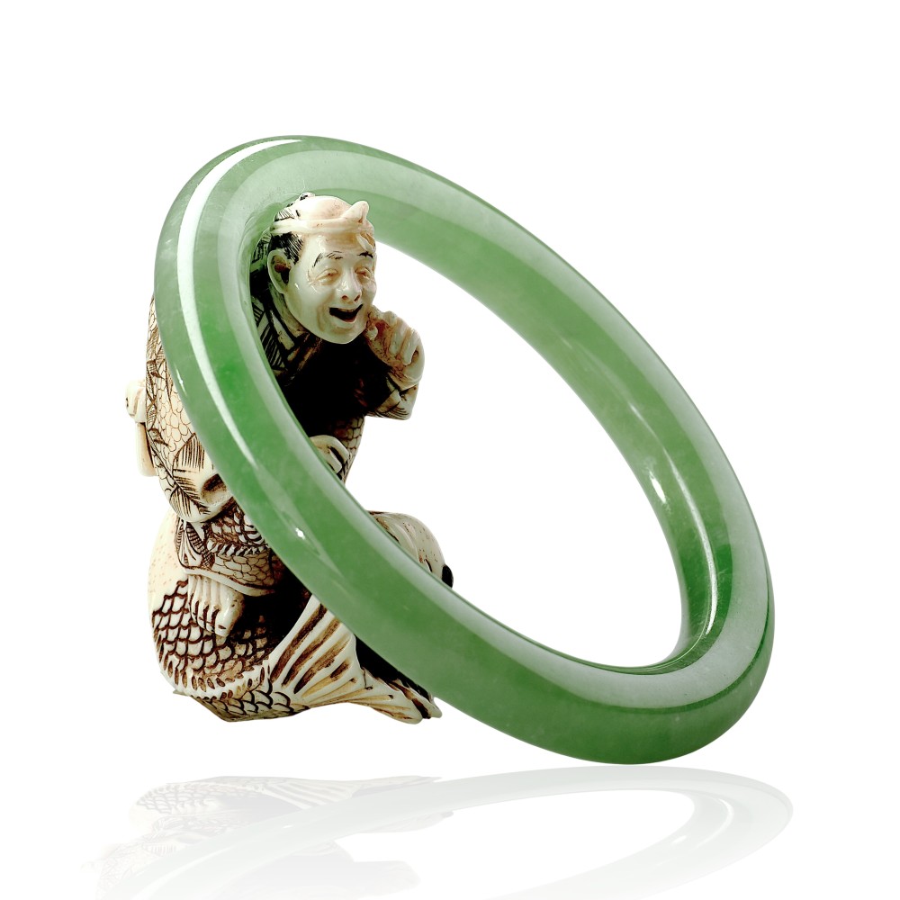 Solid Green Jade Bangle Under &100