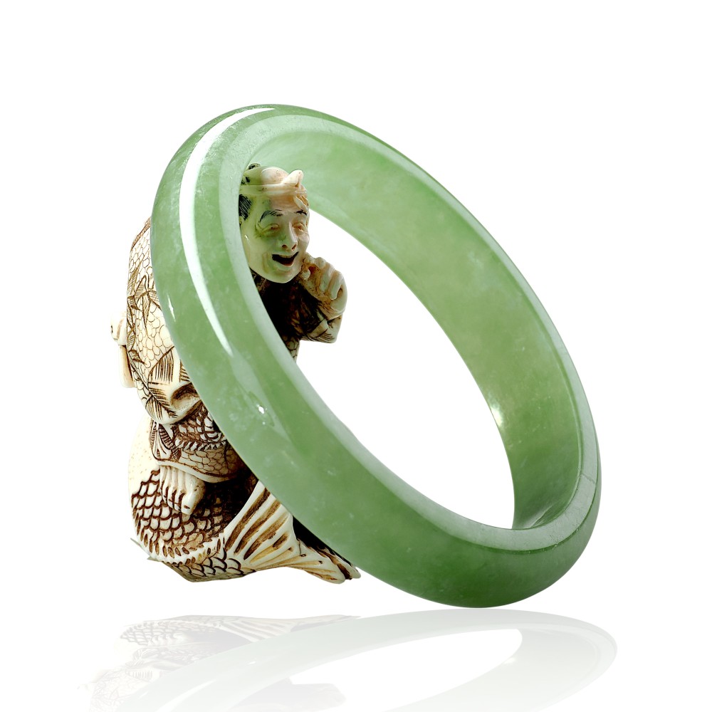 Solid Green Jade Bangle Under &100