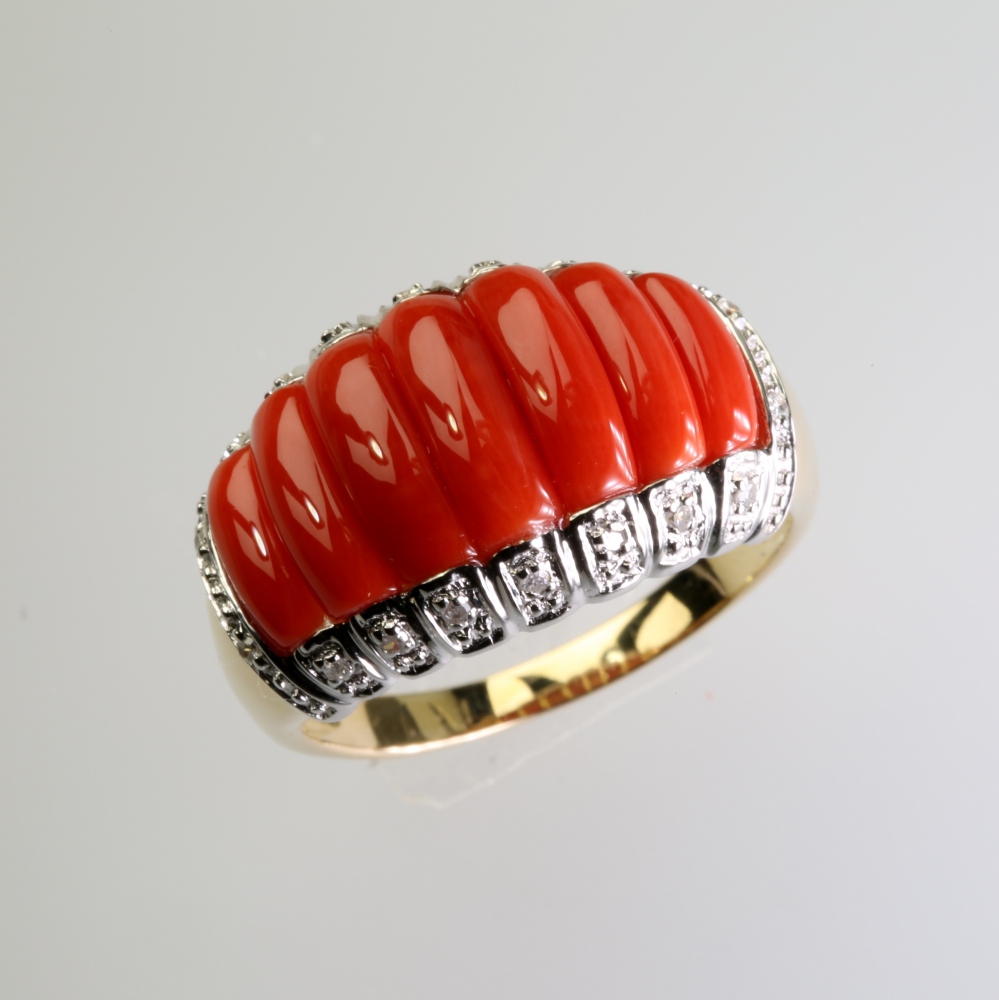 Solid 14K Gold Coral Ring